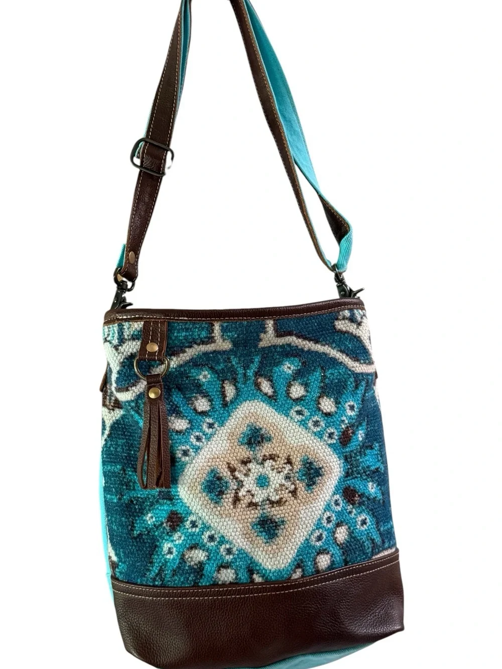 Myra Bag Western Spirited Canvas Leather Rug Adjustable Strap Crossbody